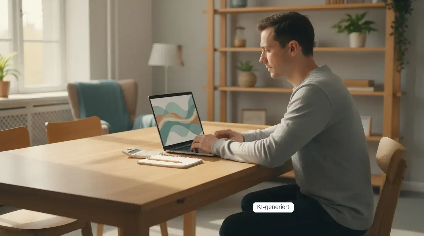 Ärztin oder Arzt nutzt am Laptop einen Rechner zur Planung der langfristigen Altersvorsorge - hier findet man einen Altersvorsorgedepot Rechner.